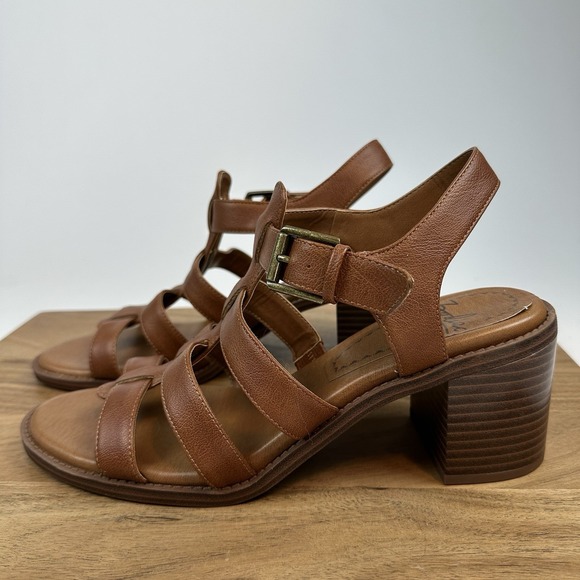 Womens Zodiac Inessa‎ Brown Faux Leather Gladiator Block Heels Sandals Size 11 M - Picture 2 of 9